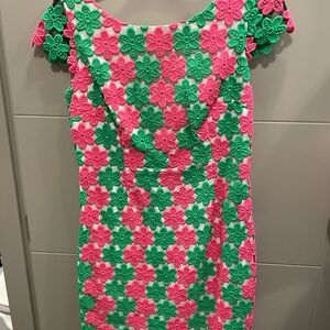 Lilly Pulitzer Floral Lace Dress in Pink and Green